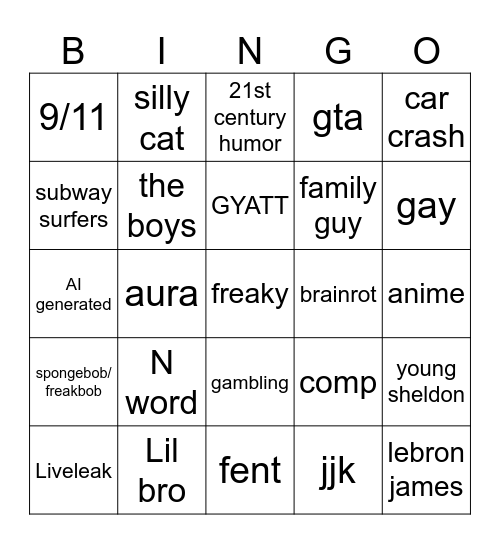instagram bingo Card