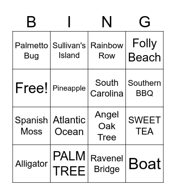 CHARLESTON BINGO Card