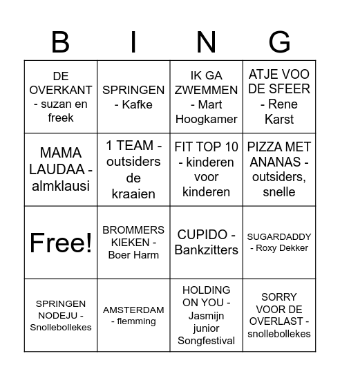 Kinderfeest Stan Bingo Card