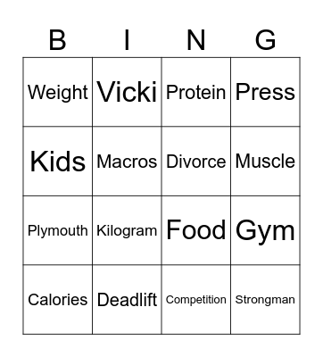 Graham Bingo Card