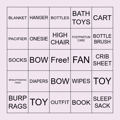 BABY SHOWER BINGO Card