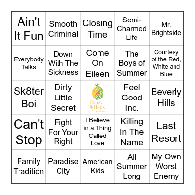 Rock, Flag, and Eagle Bingo Card