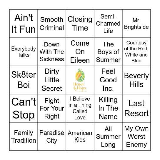 Rock, Flag, and Eagle Bingo Card