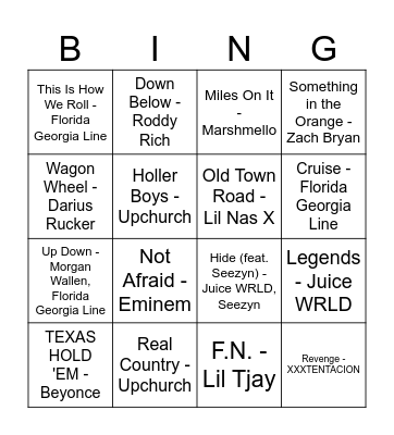 Music Bingo Card