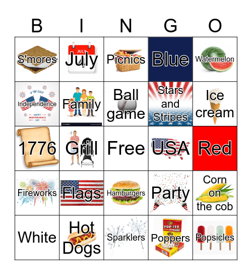 Fourth of July Bingo Card