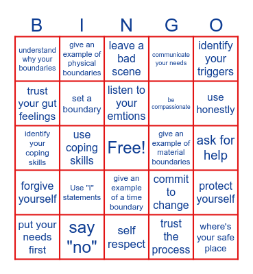 Seeking Safety Bingo Card