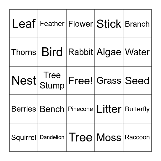 Nature Bingo - Sonia's Group! Bingo Card