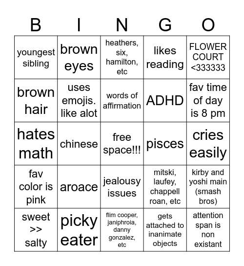 Blosz Bingo Card