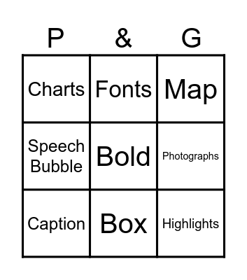 Text Features Bingo Card