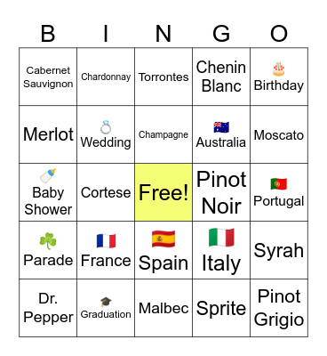 RED, WHITE, AND BUBBLY BINGO Card
