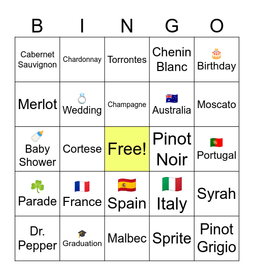 RED, WHITE, AND BUBBLY BINGO Card