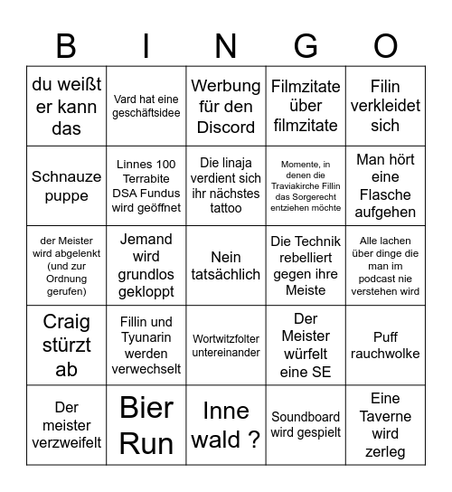 UBia Bingo Card