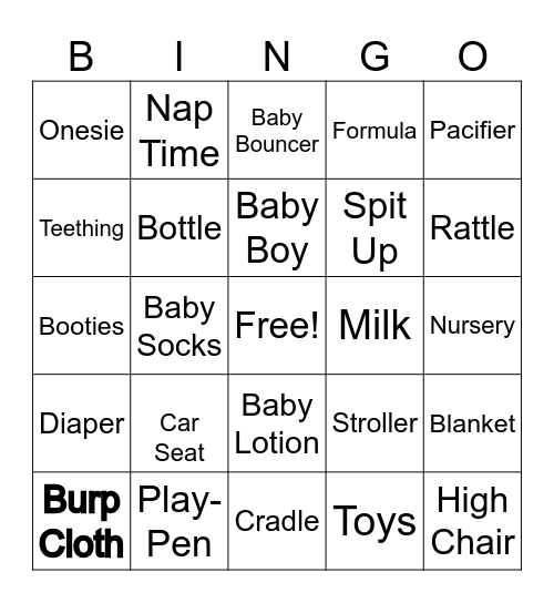 Freaking baby shower bingo Card