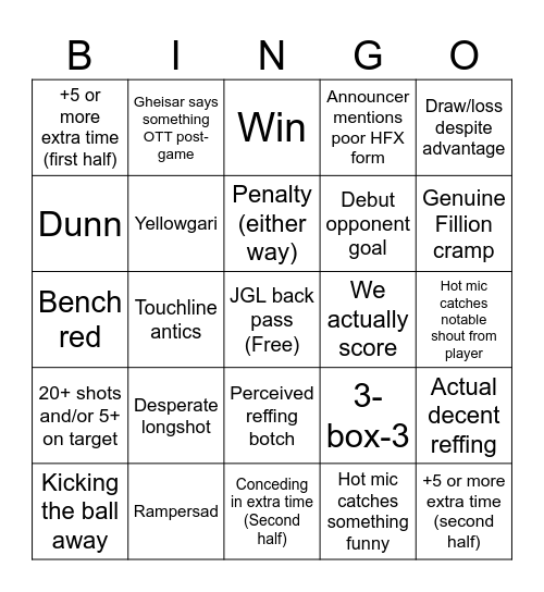 HFX Wanderers Bingo HFXCAV2 (2024) Bingo Card