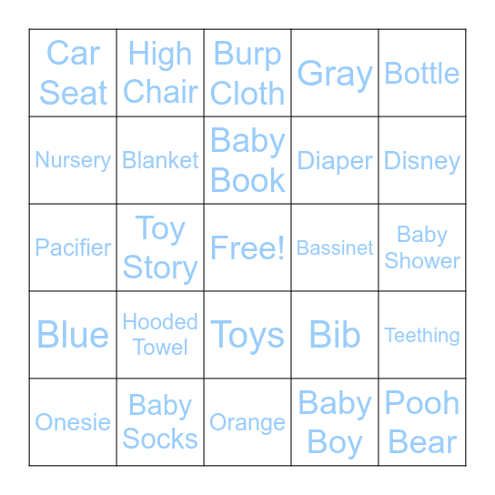 Baby Shower Bingo Card