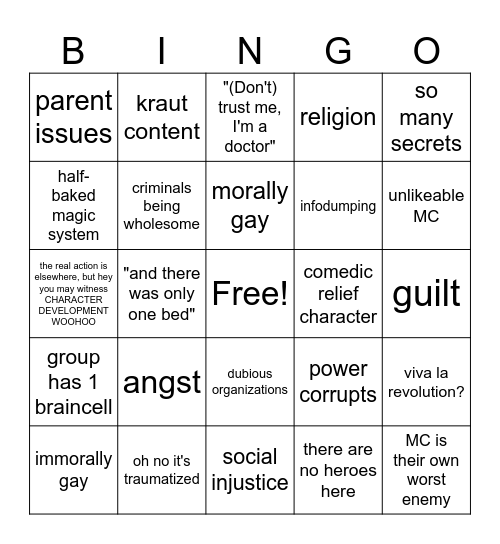 Fehdland Bingo Card