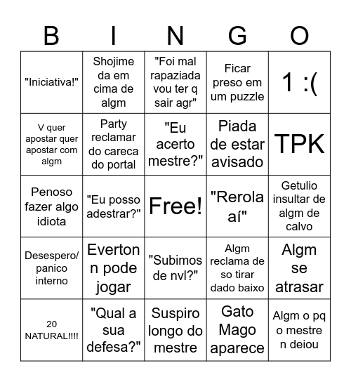 Herança dos bingos Bingo Card