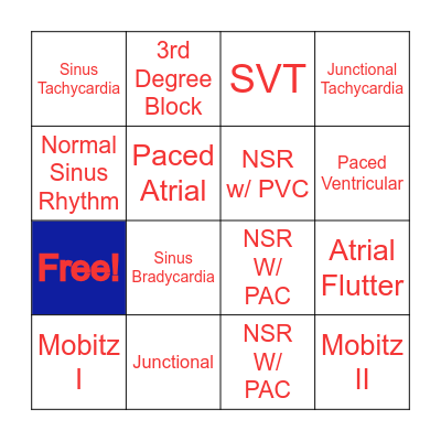 Basic EKG Bingo Card