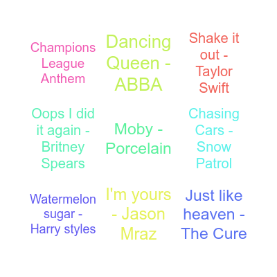 CEM playlist Bingo Card