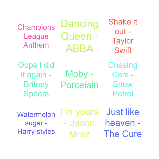 CEM playlist Bingo Card