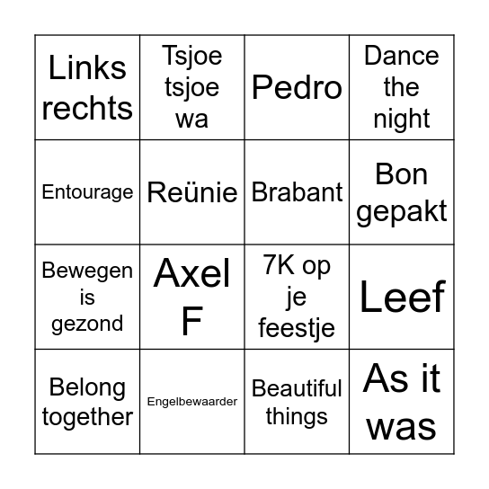 Muziek bingo Card