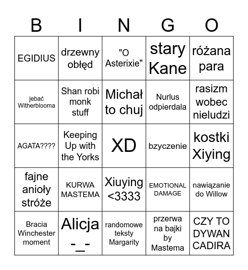 Nowe Coriolis i debile Bingo Card
