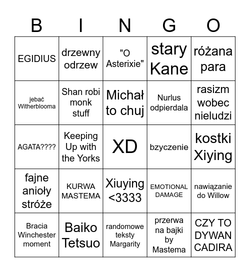 Nowe Coriolis i debile Bingo Card