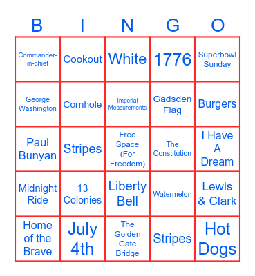 PATRIOTIC BINGO Card