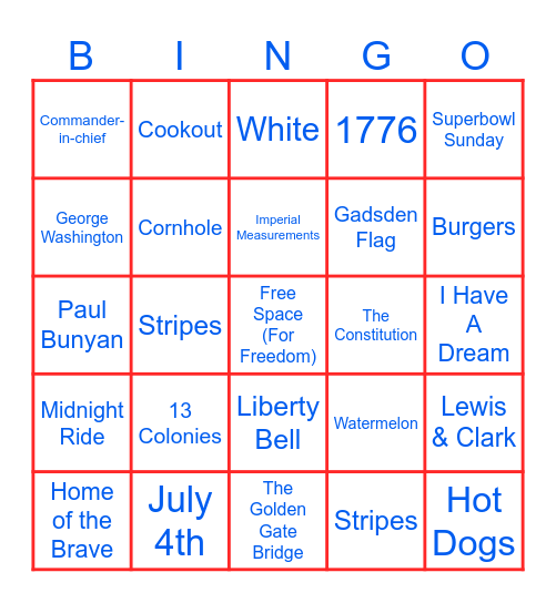 PATRIOTIC BINGO Card