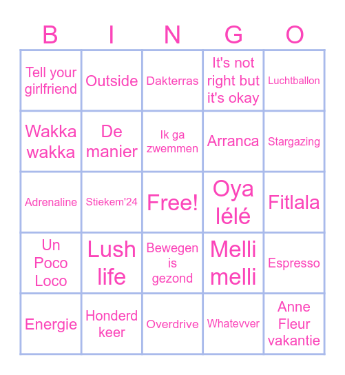 Muziekbingo Card