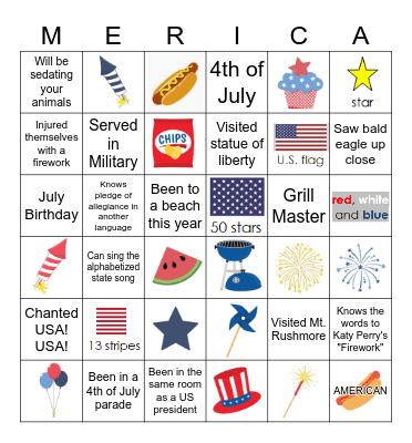 Independence Day Bingo Card