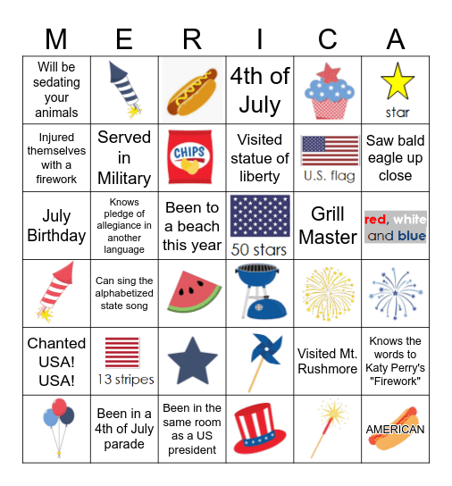 Independence Day Bingo Card