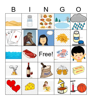 Noncount Nouns 1 (images only) Bingo Card