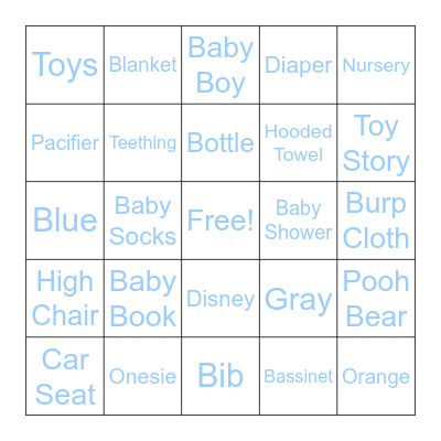 Baby Shower Bingo Card