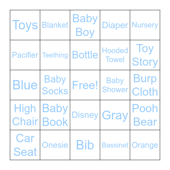 Baby Shower Bingo Card