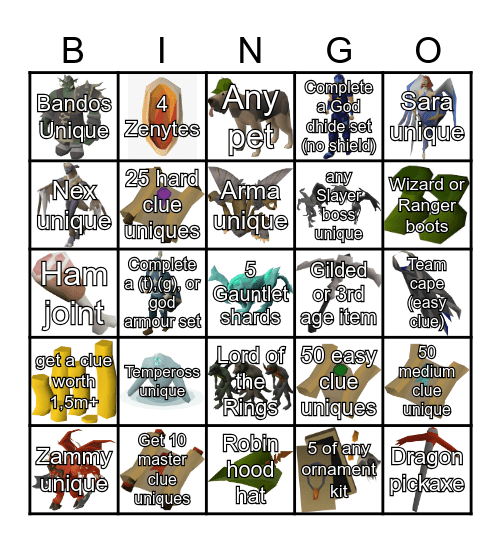 OSRS Bingo Card