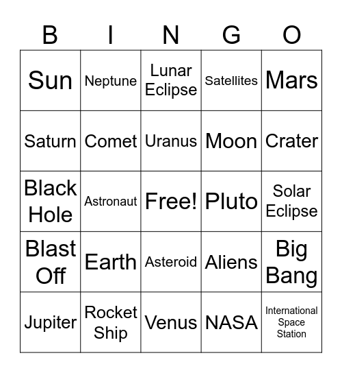 Space Bingo! Bingo Card