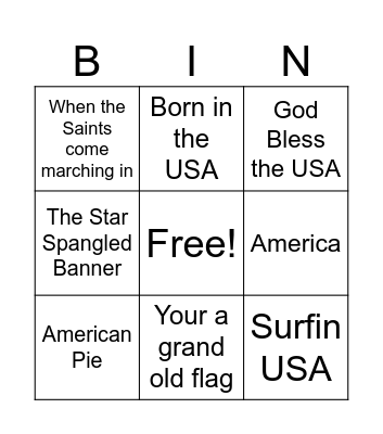 Patriotic Bingo Card