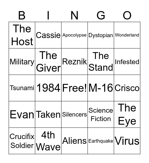 5th Wave Bingo Card