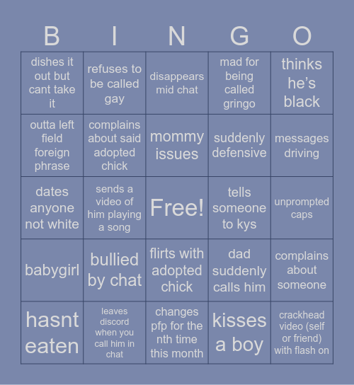 Unhinged Wolfgang Bingo Card