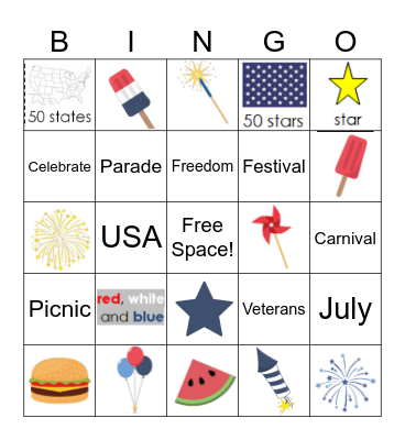 4th of July Bingo Card