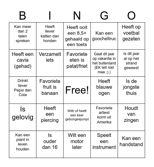 Bingo!! Bingo Card