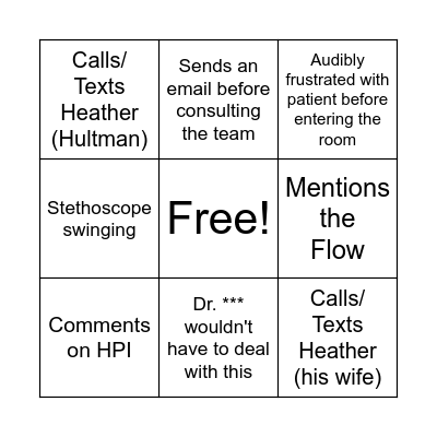 Griffin Bingo Card