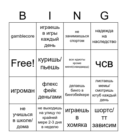 FUTURE BOMJ Bingo Card