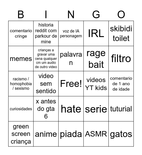 bingo do yotoba shortis Bingo Card