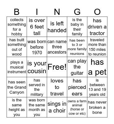 Find Someone Who ... Bingo Card