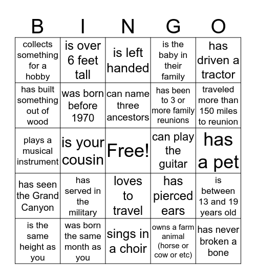 Find Someone Who ... Bingo Card