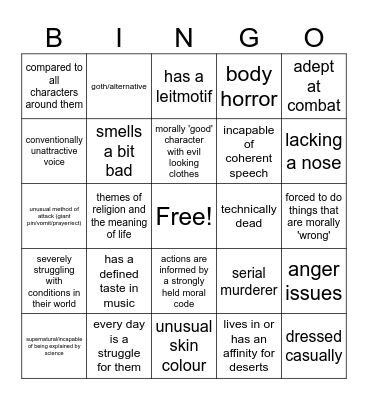VERONICA Bingo Card