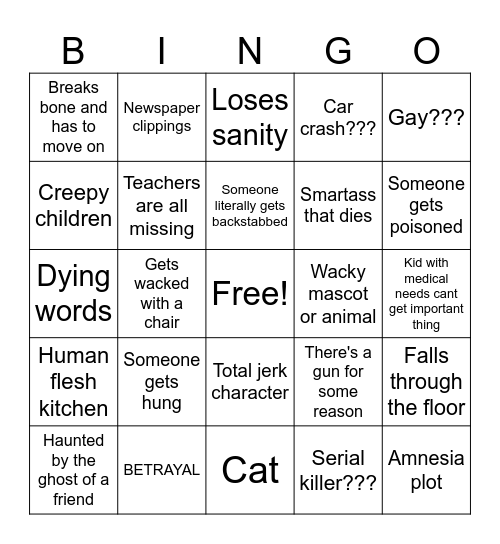 corpse party :) Bingo Card