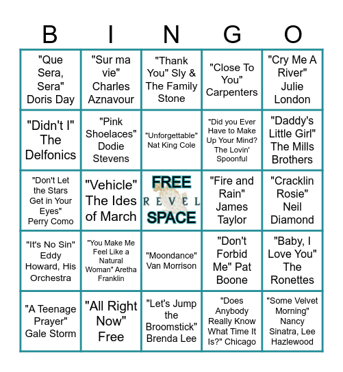 Name that Tune Bingo Card
